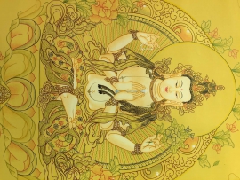 Peinture de Chenrezig Jaune