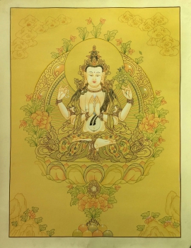 Peinture de Chenrezig Jaune