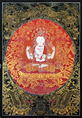 Peinture Thangka du Chenrezig tibétain