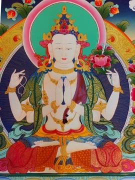 Art traditionnel de Chenrezig avec Vajrapani