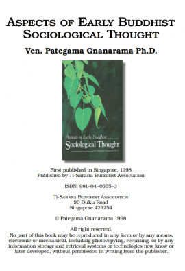 Aspects of Early Buddhist Thought