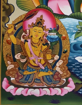 Thangka rituel de Chenrezig tibétain avec Vajrapani