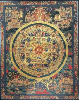 Arte thangka de mandala del Buda tibetano