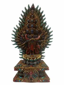 Statue tibétaine de Sahasrabhuja Avalokitesvara à mille bras