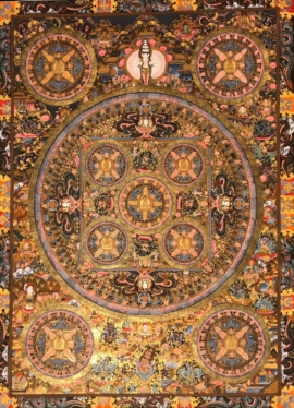 Thangka de Mandala de Buda sobre Lienzo de Algodón