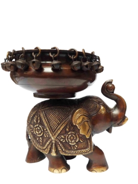 Soporte de agua con diseño de elefante de cobre para Vajrayana