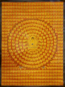 Mandala of 365 Buddhas on Cotton Canvas