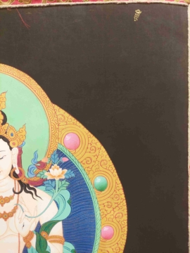 White Tara Thangka on Cotton Canvas