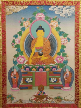 Shakyamuni Buddha Thangka on Cotton Canvas