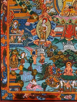 Thangka de Shakyamuni en toile de coton