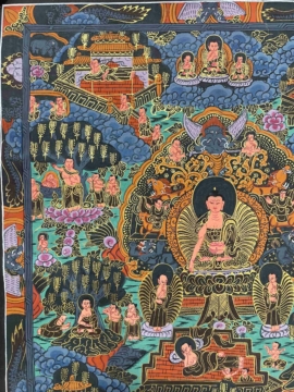 Siddhartha Life Journey Thangka &ndash; Cotton Canvas