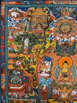 Thangka de Shakyamuni en toile de coton