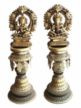 Estatua de bronce de Panas Ganesh con lámpara de aceite Kumar Sukunda