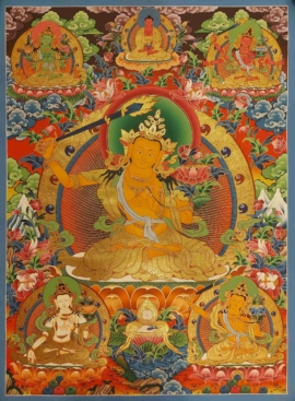 Thangka de Manjushri sur toile en coton