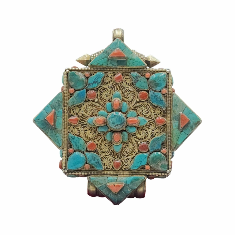 Tibetan Ghau Amulet Box with Tortoise Design