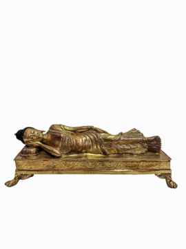 Estatua de Buda en Nirvana de cobre con baño completo de oro