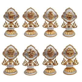 Juego de ofrendas tibetano de cobre con dorado