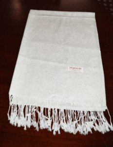 Pasmina and silk white meditation shawl