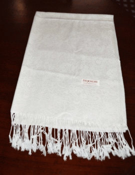 Pasmina and silk white meditation shawl
