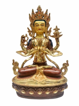 Chenrezig Copper Statue with Gold Plating