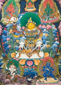 Yellow Jambhala Thangka on Cotton Canvas