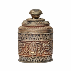 Vessel d'offrande de thé et d'eau en argent tibétain