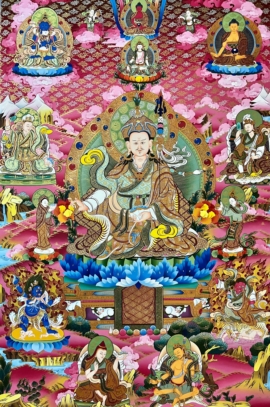 Thangka de Padmasambhava sobre lienzo de algodón