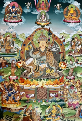 Thangka de Padmasambhava sobre lienzo de algodón