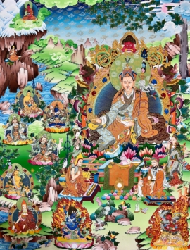 Thangka de Padmasambhava sobre lienzo de algodón