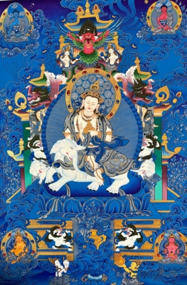 Thangka de Bodhisattva pintada a mano sobre lienzo de algodón