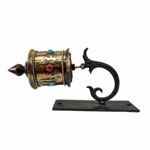 Brass Wall Hanging Prayer Wheel with Inner Mantra