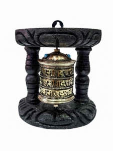 Copper and Wood Wall Prayer Wheel