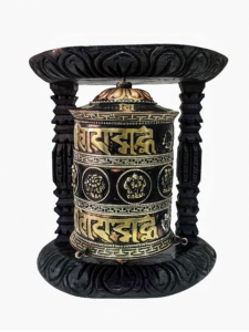 Copper and Wood Wall Prayer Wheel for Vajrayana