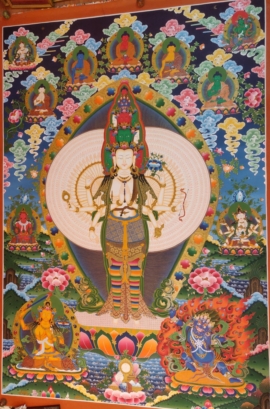Thangka de Avalokiteshvara en lienzo de algodón