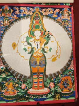 Thangka de Avalokitesvara Sahasrabhuja sobre lienzo de algodón