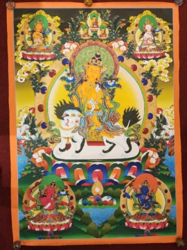 Thangka de Maha Manjushree sur toile de coton