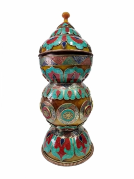 Boîte stupa Hlyosar - Vaisseau d'offrande en cuivre