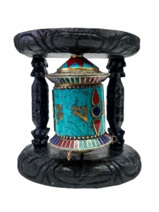 Copper Wall Prayer Wheel with Carved Mantra