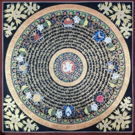 Thangka tibetano del mandala de mantra