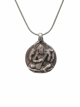 Colgante de plata de Saraswati para la sabiduría y el conocimiento