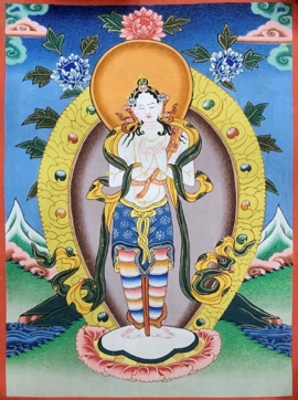 Pintura de Thangka de Bodhisattva sobre lienzo de algodón