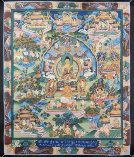 Thangka de la Vida del Buda sobre Lienzo de Algodón