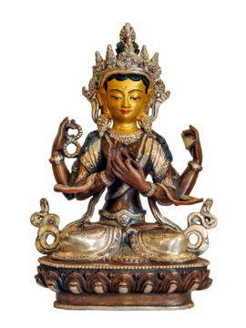 Chenrezig Copper Statue with Silver Finish