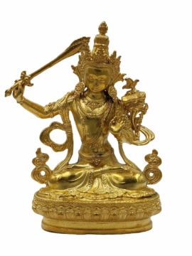Manjushree Copper Miniature Statue - Symbol of Wisdom