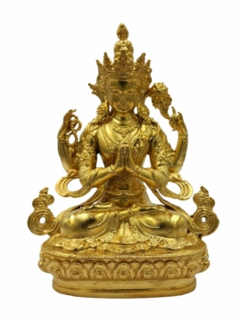 Copper Chenrezig Miniature Statue of Compassion