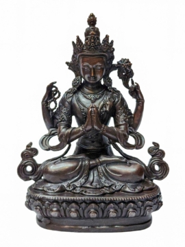 Copper Chenrezig Statue with Chocolate Finish