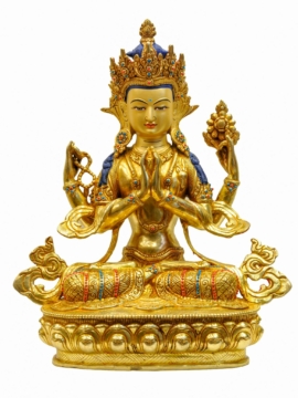 Chenrezig Statue with Gold-Plated Face
