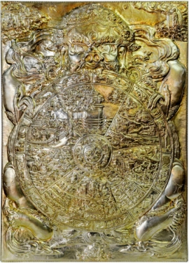 Colgante de Pared Tibetano de Bronce con la Rueda de la Vida