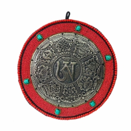 Colgante de Pared Mandala Ashtamangala de Metal Tibetano