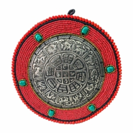 Colgante de Mandala Tibetano en Metal y Cuentas